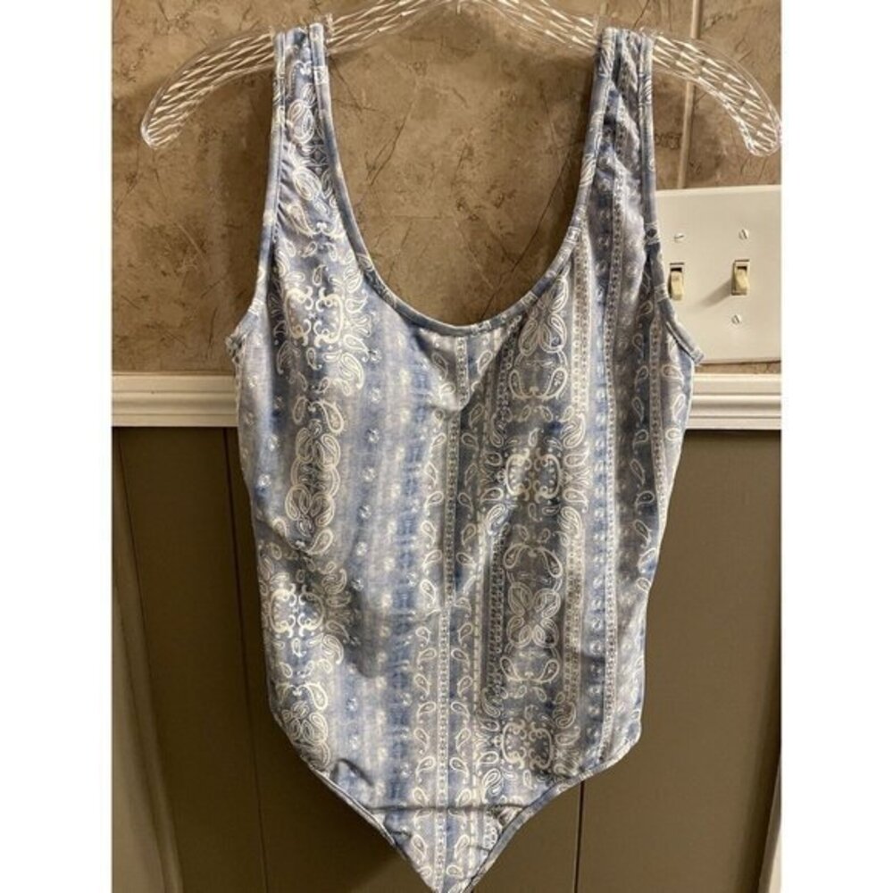 Reversible‎ Blue And White One Piece Swimsuit Women's Size 12-14